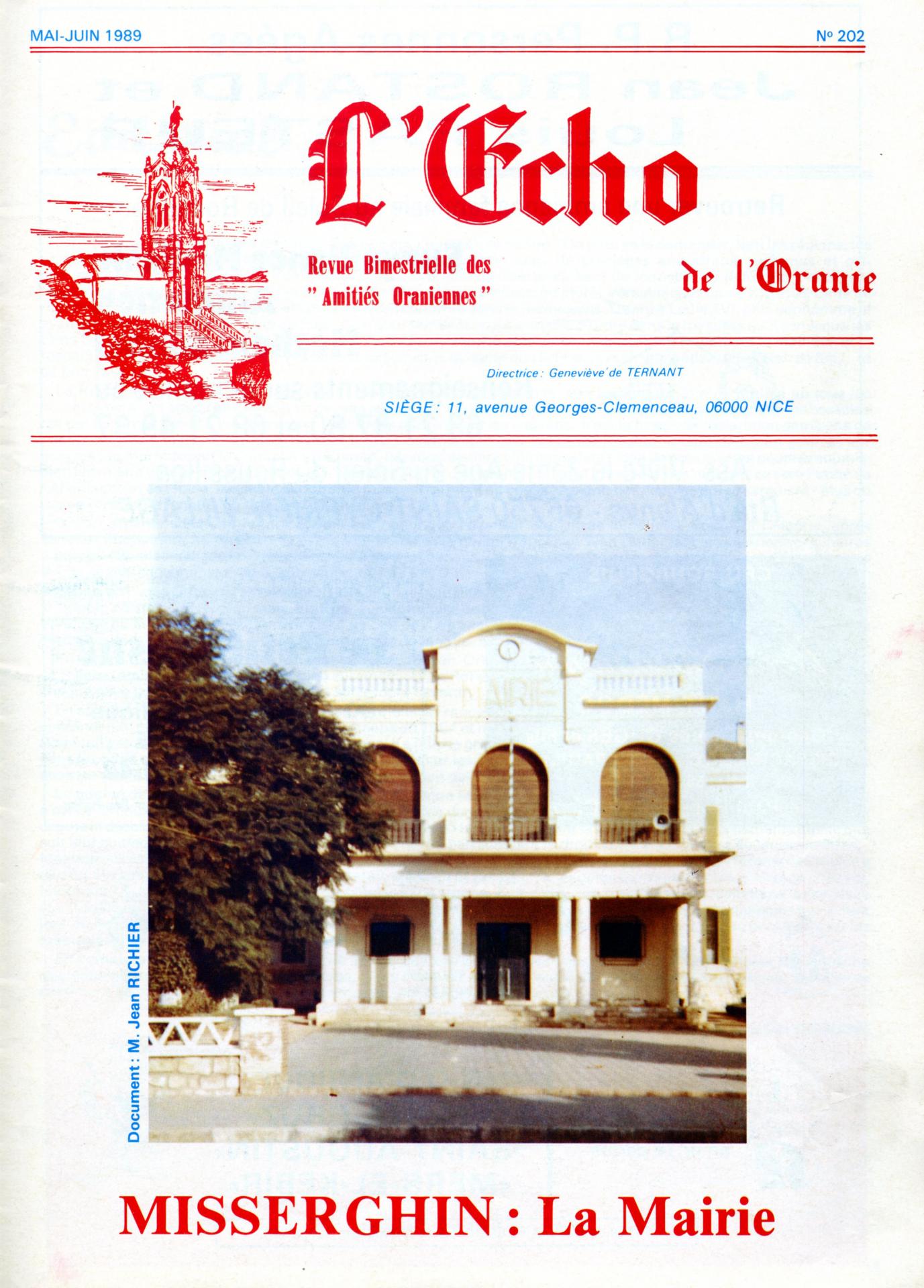 Echo de l'Oranie - n° 202 - Mai 1989